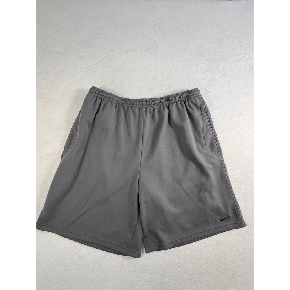 Nike Fit Dry Mens XL Gray Athletic Shorts Mesh Panels Zippered Pocket Drawstring